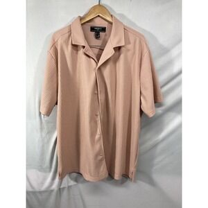 Forever 21 Mens Casual Button Up Short Sleeve Pink Shirt Size Large